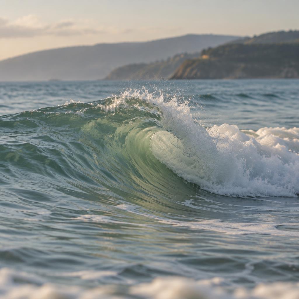 Gentle ocean wave curling off the Marin coast